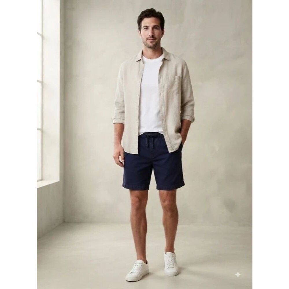 Old Navy Men’s Navy Blue Built-In Flex Jogger Shorts Size Small Cotton Stretch